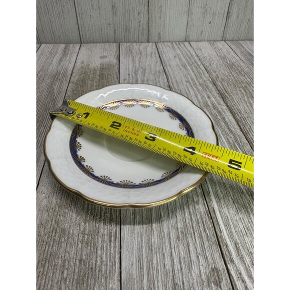 Vintage TK Thun Czechoslovakia Teacups & Saucers Blue & Gold Rim - Set of 2 - Picture 13 of 14